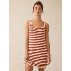 Faherty Seacoast Crochet Sleeveless Dress Sorrento Sand Women's Medium Boho-Chic